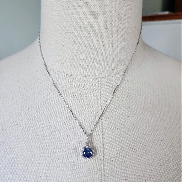 NWT Ryze White Denim Blue Cubic Zirconia .925 Sterling Silver Lock Necklace - Picture 5 of 9